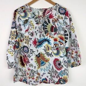 Hester & Orchard Floral Linen Blend Blouse